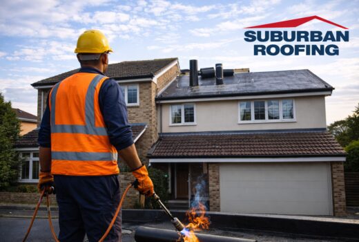Waterproofing contractor standing outside a residential home in Johannesburg preparing to apply roof membrane for leak protection