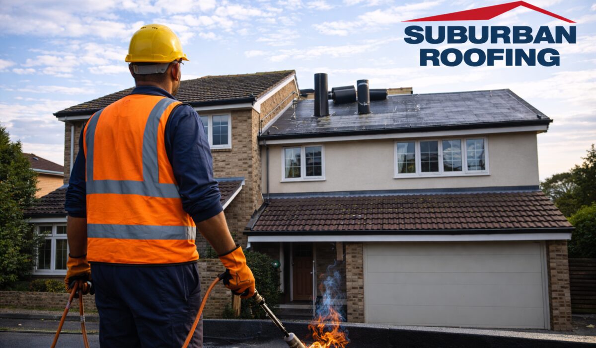 Waterproofing contractor standing outside a residential home in Johannesburg preparing to apply roof membrane for leak protection